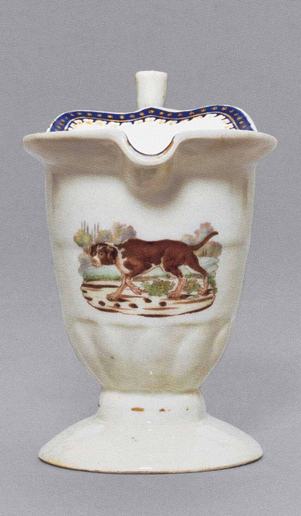 约1790年 粉彩猎犬纹高足杯